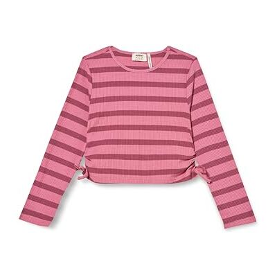4WKG10454AK Koton Girls's Striped Long Sleeve Ribbed Gathering Detail T-Shirt, Różowy pasek (2s6), 6�7 lat 4WKG10454AK Koton Girls's Striped Long Sleeve Ribbed Gathering Detail T-Shirt, Różowy pasek (2s6), 6�7 lat