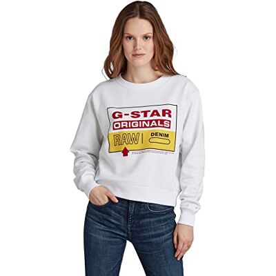 D20746-A612-110 G-STAR RAW GraphicG-STAR RAW damski sweter graficzny, biały (White A612-110), XXS D20746-A612-110 G-STAR RAW GraphicG-STAR RAW damski sweter graficzny, biały (White A612-110), XXS
