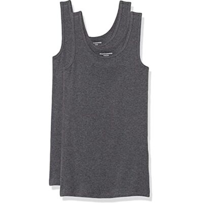 WAE45056SP18-Charcoal-X-Small Amazon Essentials Women's Koszulka typu tank slim fit, Pack of 2, Karbonowy wrzos, XS WAE45056SP18-Charcoal-X-Small Amazon Essentials Women's Koszulka typu tank slim fit, Pack of 2, Karbonowy wrzos, XS