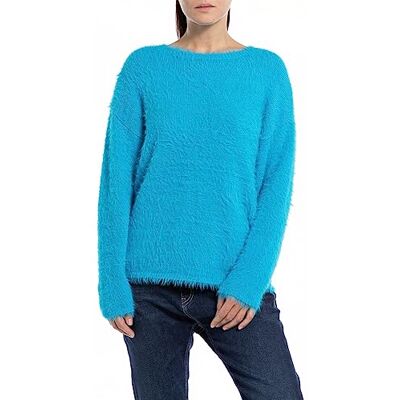 DK3572.000.G23526 Replay Sweter damski, 684 Cyan Blue, M DK3572.000.G23526 Replay Sweter damski, 684 Cyan Blue, M