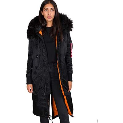 198013-03 Alpha Industries Długa kurtka zimowa Fishtail Wmn dla kobiet Black 198013-03 Alpha Industries Długa kurtka zimowa Fishtail Wmn dla kobiet Black