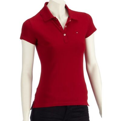 Tommy Hilfiger Stretch PQ Fitted Polo S/S 1M60234111 damska koszulka, czerwony, 40 Tommy Hilfiger Stretch PQ Fitted Polo S/S 1M60234111 damska koszulka, czerwony, 40