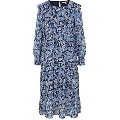1027466 TOM TAILOR Denim Damski Sukienka midi z marszczeniami , 27596 Blue Flower Print, M 1027466 TOM TAILOR Denim Damski Sukienka midi z marszczeniami , 27596 Blue Flower Print, M