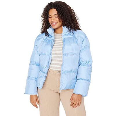 TBBAW23AW00016 Trendyol Damski prosty długi rękaw regularny płaszcz w rozmiarze plus size, Clear Blue, 48 duże rozmiary TBBAW23AW00016 Trendyol Damski prosty długi rękaw regularny płaszcz w rozmiarze plus size, Clear Blue, 48 duże rozmiary