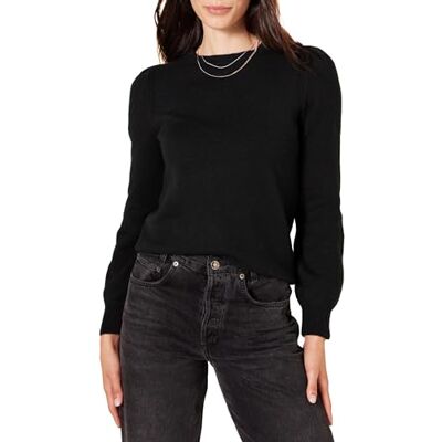 AEW30061F21-Blk-XX-Large Amazon Essentials Women's Miękki w dotyku sweter z plisowaniem na ramionach i okrągłym dekoltem, Czarny, XXL AEW30061F21-Blk-XX-Large Amazon Essentials Women's Miękki w dotyku sweter z plisowaniem na ramionach i okrągłym dekoltem, Czarny, XXL