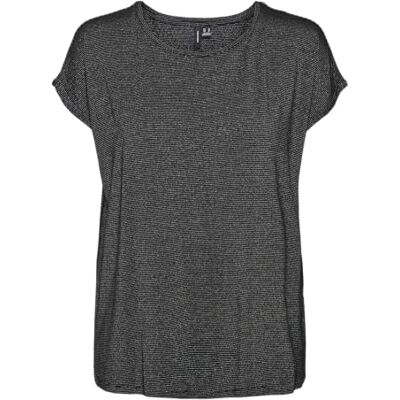 10250488 VERO MODA VMLAVA Plain SS Top Stripe GA, Czarne/paski: srebrny lurex, XS 10250488 VERO MODA VMLAVA Plain SS Top Stripe GA, Czarne/paski: srebrny lurex, XS