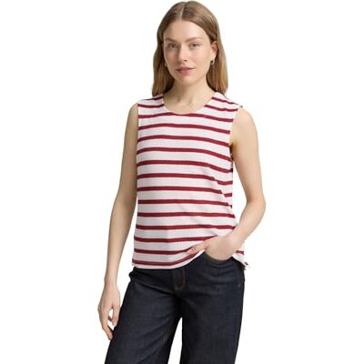 1046433 TOM TAILOR Top damski, 37838 Offwhite Deep Red Stripe, XS 1046433 TOM TAILOR Top damski, 37838 Offwhite Deep Red Stripe, XS