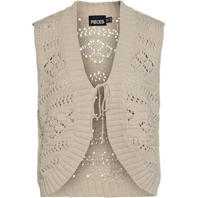 17151846 Pcniana Sl Vneck Knit Vest, brzoza, S 17151846 Pcniana Sl Vneck Knit Vest, brzoza, S