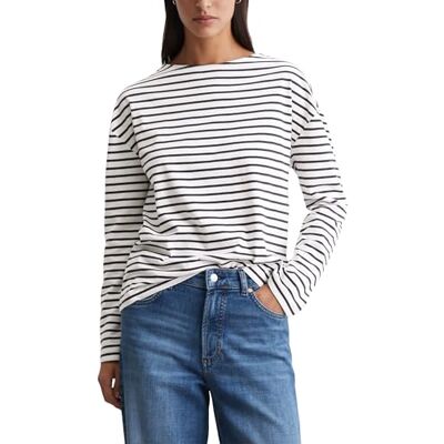 5000005465 Marc O'Polo Denim damska koszulka z długim rękawem z dekoltem w kształcie litery U w paski, Offwhite Multi 01, XS 5000005465 Marc O'Polo Denim damska koszulka z długim rękawem z dekoltem w kształcie litery U w paski, Offwhite Multi 01, XS