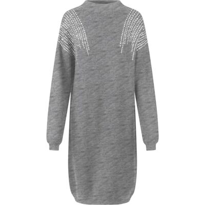 24HW244APA APART Oversized sukienka dzianinowa z półpatentu, wykonana z miękkiej mieszanki wiskozy z kaszmirem, szary melanż, 44-46 24HW244APA APART Oversized sukienka dzianinowa z półpatentu, wykonana z miękkiej mieszanki wiskozy z kaszmirem, szary melanż, 44-46