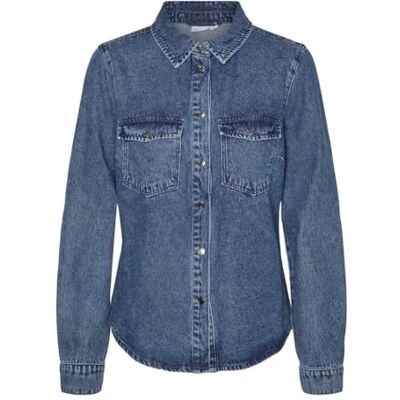 10313726 VERO MODA Vmjennie Ls Denim Shirt Mix Noos koszula dżinsowa, niebieski (medium blue denim), M 10313726 VERO MODA Vmjennie Ls Denim Shirt Mix Noos koszula dżinsowa, niebieski (medium blue denim), M