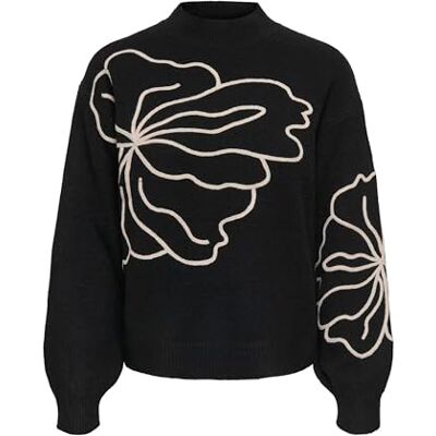 15344518-4907427 Jdy jella L/S Flower Sweter KNT, czarny, XS 15344518-4907427 Jdy jella L/S Flower Sweter KNT, czarny, XS