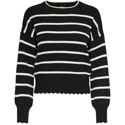 15279935 ONLY Women's ONLIBI LS Stripe O-Neck CC KNT sweter, czarny/paski: Whitecap Gray Mel, S 15279935 ONLY Women's ONLIBI LS Stripe O-Neck CC KNT sweter, czarny/paski: Whitecap Gray Mel, S