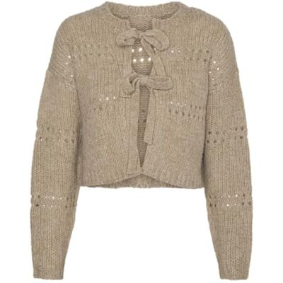 10320590 VERO MODA VMADELINA LS Short Two Way Cardigan GA, Silver Mink/Szczegóły: W. Melanż, M 10320590 VERO MODA VMADELINA LS Short Two Way Cardigan GA, Silver Mink/Szczegóły: W. Melanż, M