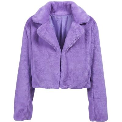 Boland kurtka Fluffy Rave dla kobiet Krótka kurtka ze sztucznego futra do kostiumu, imprezy tematycznej, stylizacji i festiwalu, rozmiar M/L Boland kurtka Fluffy Rave dla kobiet Krótka kurtka ze sztucznego futra do kostiumu, imprezy tematycznej, stylizacji i festiwalu, rozmiar M/L