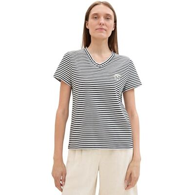 1041570 TOM TAILOR T-shirt damski, 35348 Black Offwhite Stripe, XXL 1041570 TOM TAILOR T-shirt damski, 35348 Black Offwhite Stripe, XXL