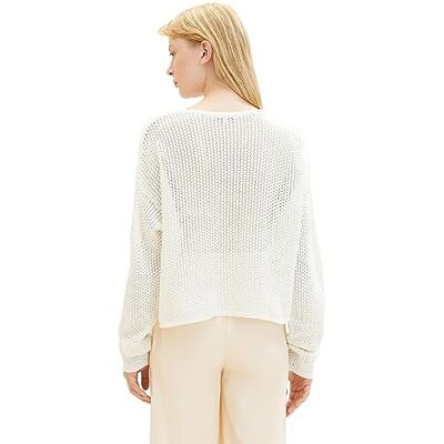 1038094 TOM TAILOR Denim Cropped Sweter damski, 10348 Gardenia White, L 1038094 TOM TAILOR Denim Cropped Sweter damski, 10348 Gardenia White, L