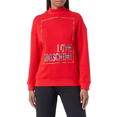 W 6 487 02 M 4055 Love Moschino Damska bluza z wysokim dekoltem z logo z błyszczącym nadrukiem, czerwona, 42, Czerwony, 42 W 6 487 02 M 4055 Love Moschino Damska bluza z wysokim dekoltem z logo z błyszczącym nadrukiem, czerwona, 42, Czerwony, 42