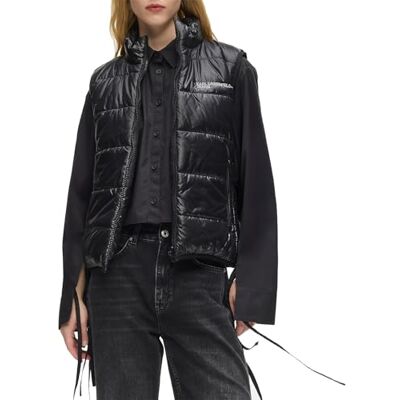 B1W15044 Karl Lagerfeld Jeans, Women'S, dwustronna kamizelka, czarna, M, czarny, M B1W15044 Karl Lagerfeld Jeans, Women'S, dwustronna kamizelka, czarna, M, czarny, M