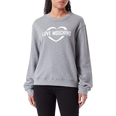 W 6 306 55 M 4055 Love Moschino Damska bluza z długim rękawem o regularnym kroju z nadrukiem holograficznym, Medium Melange Gray, 46 W 6 306 55 M 4055 Love Moschino Damska bluza z długim rękawem o regularnym kroju z nadrukiem holograficznym, Medium Melange Gray, 46