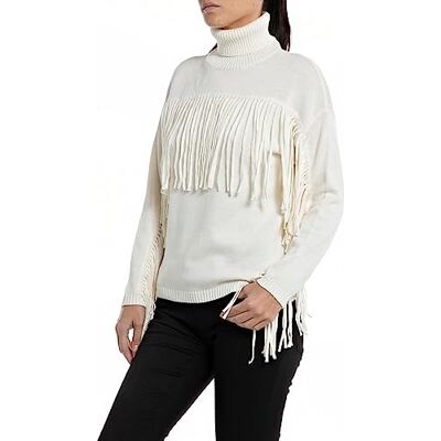 DK3557.000.G23138B Replay Damski sweter mieszanka bawełny/kaszmiru, Chalk 562, XXS DK3557.000.G23138B Replay Damski sweter mieszanka bawełny/kaszmiru, Chalk 562, XXS