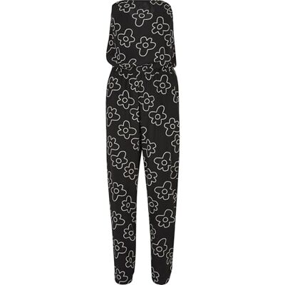 UCL0183006000002 Urban Classics Ladies Viscose Bandeau Jumpsuit, Koszulka Kobieta, Blackflower, Blackflower, S UCL0183006000002 Urban Classics Ladies Viscose Bandeau Jumpsuit, Koszulka Kobieta, Blackflower, Blackflower, S