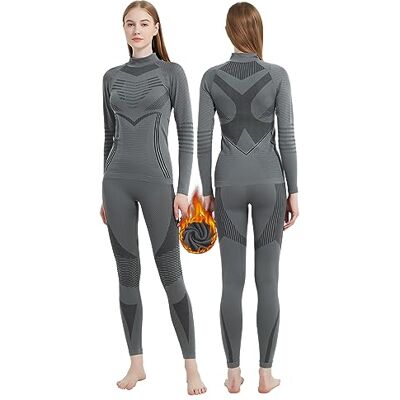 Thermal Underwear for Women MeetHoo Bielizna termiczna dla kobiet, ciepła warstwa podstawowa, zestaw kompresyjny, z podszewką polarową, długie spodnie do biegania, jazdy na nartach, Grey02, L Thermal Underwear for Women MeetHoo Bielizna termiczna dla kobiet, ciepła warstwa podstawowa, zestaw kompresyjny, z podszewką polarową, długie spodnie do biegania, jazdy na nartach, Grey02, L