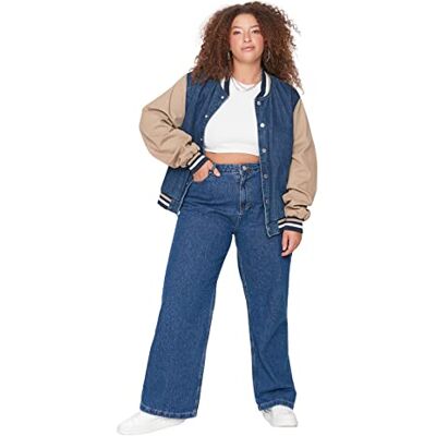 TBBAW23CJ00020 Trendyol Kobiety Plus Size Wysoki stan Szerokie Nogawki Spodnie Damskie Plus Size Jeans,Indygo,44, Indygo, 70-Du?e Rozmiary TBBAW23CJ00020 Trendyol Kobiety Plus Size Wysoki stan Szerokie Nogawki Spodnie Damskie Plus Size Jeans,Indygo,44, Indygo, 70-Du?e Rozmiary