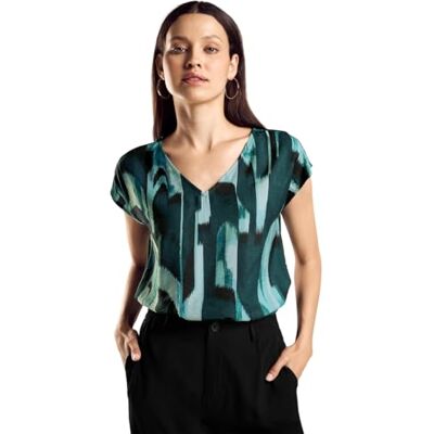 4063046361104 STREET ONE Top z dekoltem w serek, zielony (hunter green), 38 4063046361104 STREET ONE Top z dekoltem w serek, zielony (hunter green), 38