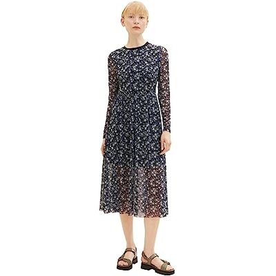1039911 TOM TAILOR jeansowa damska sukienka siateczkowa ze wzorem, 34262-czarny kwiatowy nadruk, XL 1039911 TOM TAILOR jeansowa damska sukienka siateczkowa ze wzorem, 34262-czarny kwiatowy nadruk, XL