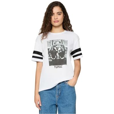 MT363 Mister Tee Damska koszulka w paski 2Pac, biały, S MT363 Mister Tee Damska koszulka w paski 2Pac, biały, S