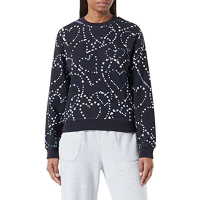 W 6 306 00 M 4434 Love Moschino Okrągły dekolt z długim rękawem z nadrukiem Love Moschino Storm of Hearts Damska koszulka dresowa, Czarny/niebieski/biały, 40 W 6 306 00 M 4434 Love Moschino Okrągły dekolt z długim rękawem z nadrukiem Love Moschino Storm of Hearts Damska koszulka dresowa, Czarny/niebieski/biały, 40