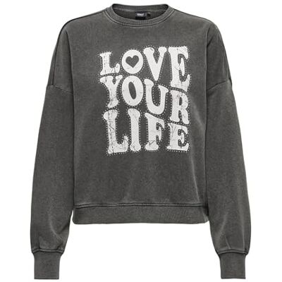 15366021-4925365 Onllinda L/S O-Neck Print Stud Box Ccswt, czarny, L 15366021-4925365 Onllinda L/S O-Neck Print Stud Box Ccswt, czarny, L