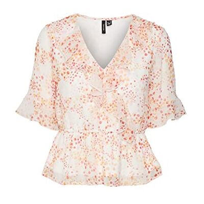10285475 VERO MODA Women's VMDORA Kaya 2/4 WRAP WVN GA Top, Snow White/AOP:Dora, XS, Snow White/Aop:dora, XS 10285475 VERO MODA Women's VMDORA Kaya 2/4 WRAP WVN GA Top, Snow White/AOP:Dora, XS, Snow White/Aop:dora, XS