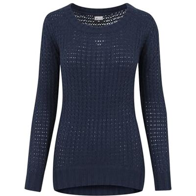TB739-155 Urban Classics Ladies Long Wideneck Sweater Sweter pullover Kobiety , niebieski (Navy 155) , L TB739-155 Urban Classics Ladies Long Wideneck Sweater Sweter pullover Kobiety , niebieski (Navy 155) , L