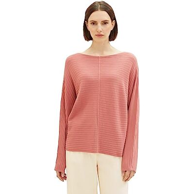 1037737 TOM TAILOR Damski sweter ze strukturą żeberkową, 32224-fading Rose, M 1037737 TOM TAILOR Damski sweter ze strukturą żeberkową, 32224-fading Rose, M