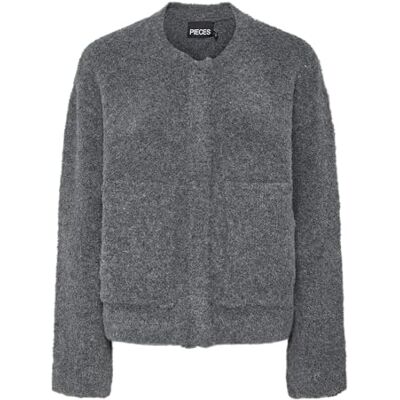 17154322 PCORI LS BOUCLÉ Knit Bomber BC, ciemnoszary melanż, M 17154322 PCORI LS BOUCLÉ Knit Bomber BC, ciemnoszary melanż, M