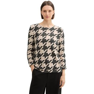 1044200 TOM TAILOR T-shirt damski, 36892 Classic Houndstooth Design, XXL 1044200 TOM TAILOR T-shirt damski, 36892 Classic Houndstooth Design, XXL