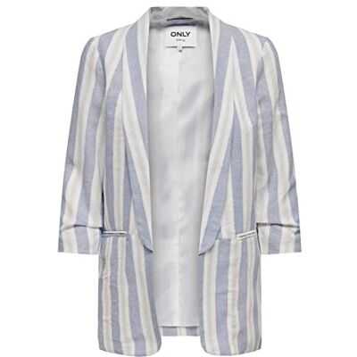 15295721 ONLY Damski ONLELLY-Caro 3/4 Linen TLR NOOS Blazer, English Manor/Stripes:Cloud Dancer & Gray Violet, 36, English Manor/Stripes:cloud Dancer & Gray Violet, 36 15295721 ONLY Damski ONLELLY-Caro 3/4 Linen TLR NOOS Blazer, English Manor/Stripes:Cloud Dancer & Gray Violet, 36, English Manor/Stripes:cloud Dancer & Gray Violet, 36