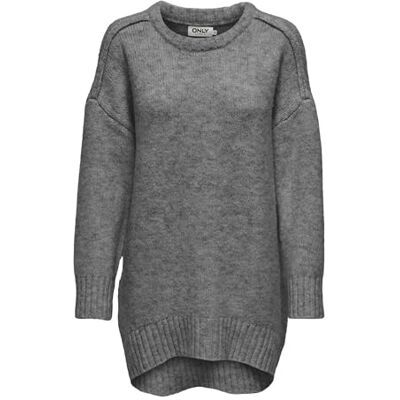 15324114 ONLY Onlaya Life L/S luźny sweter z dzianiny O-Neck Cc KNT, Medium Grey Melange, XS 15324114 ONLY Onlaya Life L/S luźny sweter z dzianiny O-Neck Cc KNT, Medium Grey Melange, XS