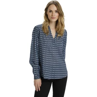 10503502 KAFFE Damska bluza z długim rękawem z nadrukiem V-Neck Regular Fit, Niebieska, 34 (XS) 10503502 KAFFE Damska bluza z długim rękawem z nadrukiem V-Neck Regular Fit, Niebieska, 34 (XS)