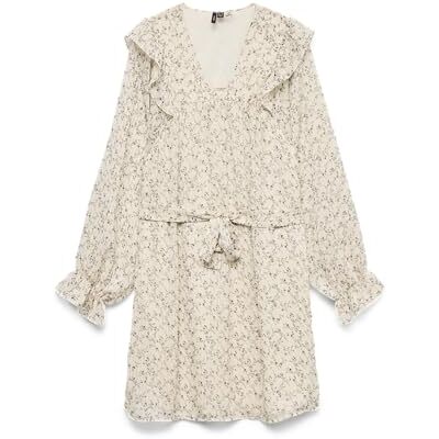 10334565-4852276 VERO MODA Vmpetra Ls Short Dress WVN Ga Noos, owsianka, S 10334565-4852276 VERO MODA Vmpetra Ls Short Dress WVN Ga Noos, owsianka, S