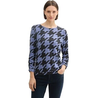 1044200 TOM TAILOR T-shirt damski, 36893 Design Blue Houndstooth, XL 1044200 TOM TAILOR T-shirt damski, 36893 Design Blue Houndstooth, XL