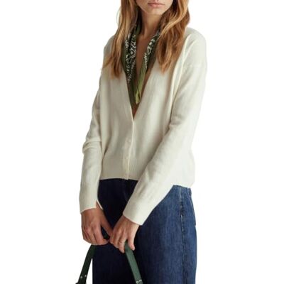 102HD6052 United Colors of Benetton Damski sweter rozpinany, Kolor biały, S 102HD6052 United Colors of Benetton Damski sweter rozpinany, Kolor biały, S