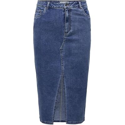 15324767 ONLY CARMAKOMA CARSIRI Front Slit Skirt DNM GUA NOOS, niebieski (medium blue denim), 46 15324767 ONLY CARMAKOMA CARSIRI Front Slit Skirt DNM GUA NOOS, niebieski (medium blue denim), 46