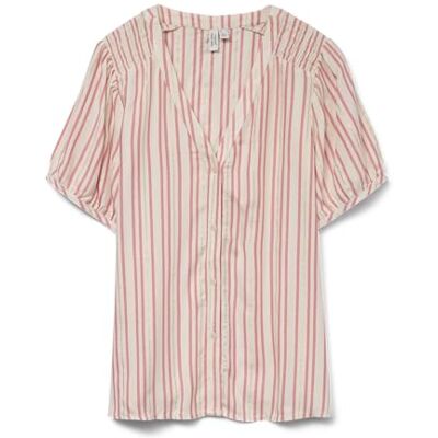10327075-4706529 Vmbaya S/S V-Neck Shirt WVN Btq Ga, brzoza, S 10327075-4706529 Vmbaya S/S V-Neck Shirt WVN Btq Ga, brzoza, S