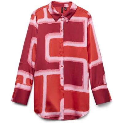 10327385-4730555 Vmreba Silba Ls Long Shirt WVN Ga, czerwony (Fiery Red), L 10327385-4730555 Vmreba Silba Ls Long Shirt WVN Ga, czerwony (Fiery Red), L