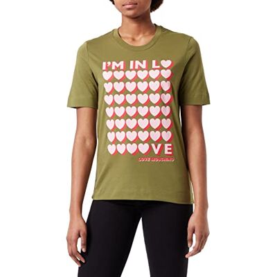 W 4 F15 3L M 3876 Love Moschino Koszulka damska z nadrukiem 'I in Love', ZIELONY, 40 W 4 F15 3L M 3876 Love Moschino Koszulka damska z nadrukiem 'I in Love', ZIELONY, 40