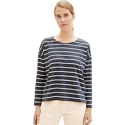 1035765 TOM TAILOR Damska koszulka z długim rękawem, 34236 Anthra Mel Beige Stripe, L 1035765 TOM TAILOR Damska koszulka z długim rękawem, 34236 Anthra Mel Beige Stripe, L