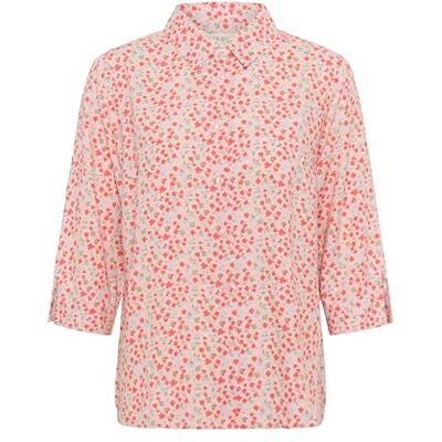 10612395 Cream Koszula damska 3/4 rękawy Regular Fit Buttons Hip Długość Spread Kołnierz, Sepia Rose Flower, 40 10612395 Cream Koszula damska 3/4 rękawy Regular Fit Buttons Hip Długość Spread Kołnierz, Sepia Rose Flower, 40